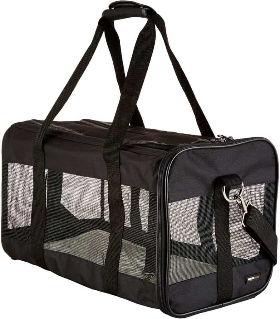 Amazon Basics Pet carrier bag, soft side panels, Black, Large