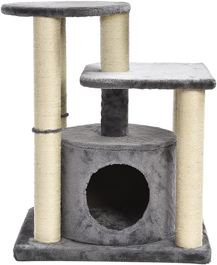 Amazon Basics Small Cat Tree Tower With Condo And Scratching Post - 26 x 19 x 31 Inches, Gray