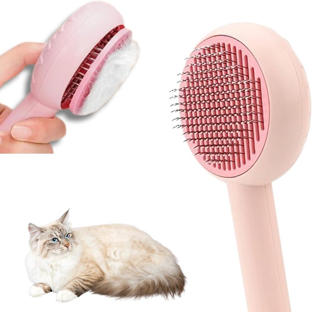 Cat Brush Dog Brush, FurCare Cat Comb, Cat Grooming Self Cleaning Brush for Long or Short Haired Cats, Slicker Pet Brush for Kitten Puppy Massage to Remove Loose Mats, Undercoat, Tangles and Shed Fur