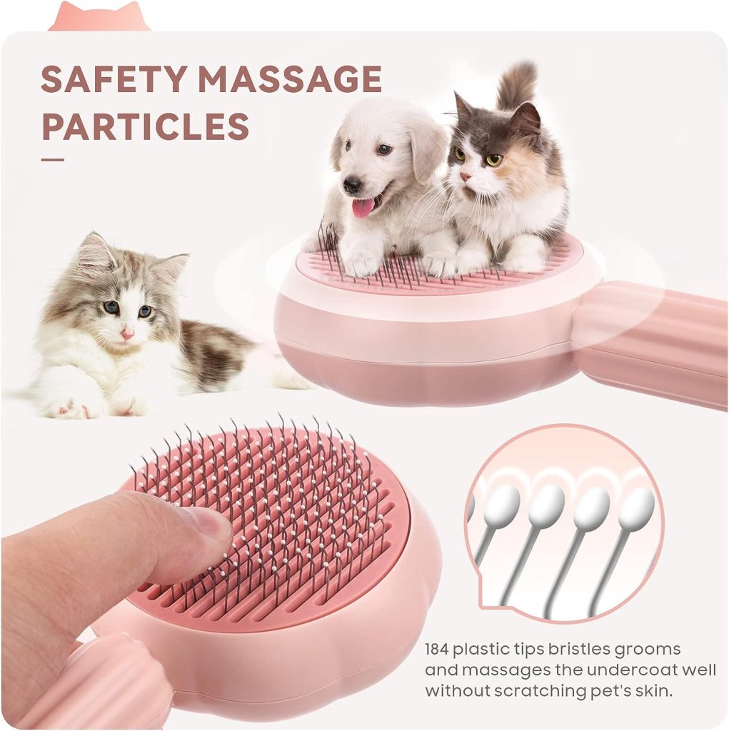 Cat Brush Dog Brush，Baytion Self Cleaning Pet Grooming Brush for Short or Long Haired Cats Puppy Kitten Massage to Remove Loose Undercoat, Mats, Tangled Hair and Shed Fur