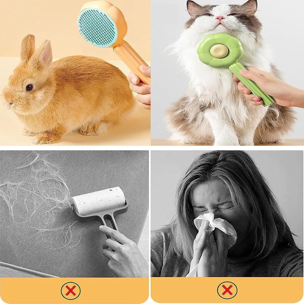 cat brush Pet Hair Cleaner Brush, Pet Combing Brush with Hair Removal Button, pet hair remover washing machine Cute Cat Brush Dog Brush, Reusable kitten Grooming Hair Brush pet brush