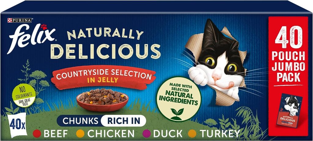 Felix Naturally Delicious Countryside Selection in Jelly Wet Cat Food, 40x80 g (Pack of 1)