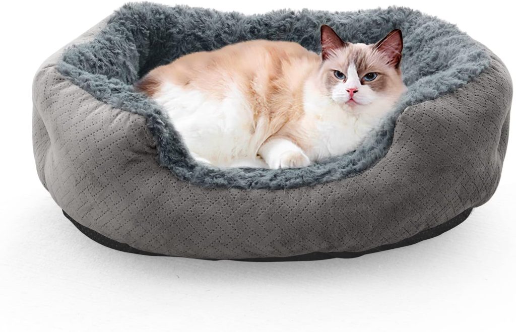 JOEJOY Dog Bed Small Washable - Pet Beds for Dogs | Plush Cat Bed | Puppy Bed | Small Dog Bed | Soft  Cozy Plush Dog Bed | Anti Anxiety Dog Beds with Non-Slip Bottom, Round, 51x43x20 cm