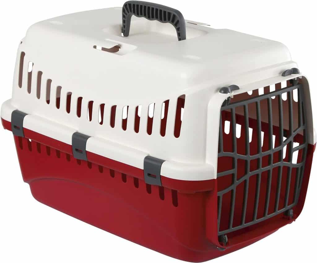 Kerbl Transport Box Expedion with Plastic Door, 45 x 30 x 30 cm, Creme/ Bordeaux