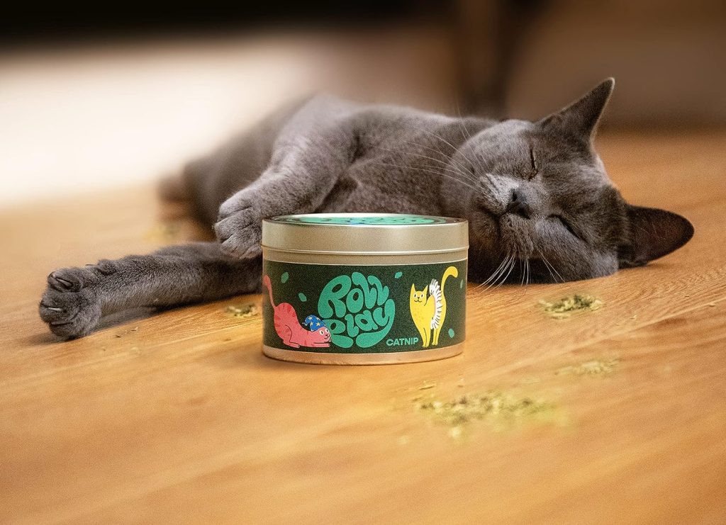 Roll Play Catnip Tin - 100% Natural - 100% Pesticide-free - 100% Plastic-free - Large tub to refresh cat toys - Cat treat