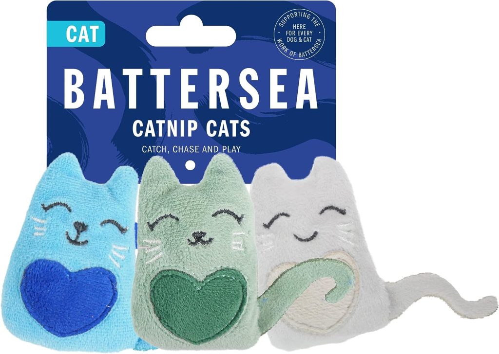 Rosewood Battersea Three Catnip Cats, Catnip Toys For Cats  Kittens, Grey, Blue, Green, 9cm x 7cm