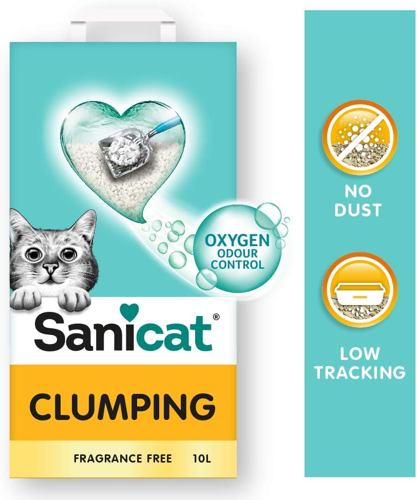 Sanicat - Clumping Unscented Cat Litter | Made of natural minerals with guaranteed odour control | Absorbs moisture and makes cleaning easier | 10 L capacity