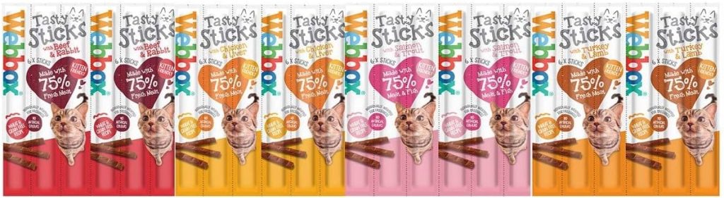 Webbox Cats Delight Tasty Sticks Chews Treats Variety Pack 4 x 6 (24 Sticks)