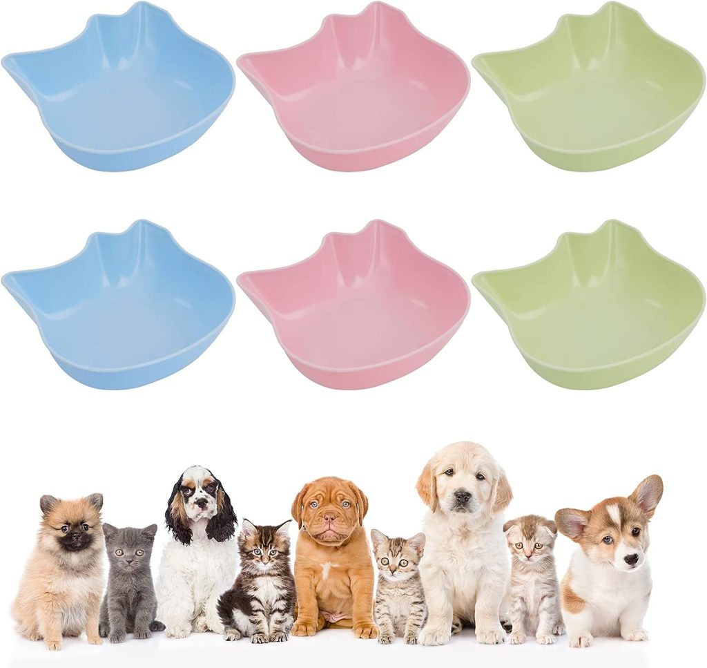 XINRUI 6 Pcs Cat Bowls Raised Anti-slip Kitten Bowls Multi-purpose Cat Food Bowls Plastic  Cute Pet Bowl Dishs for Pet Cat Dog Small Animal