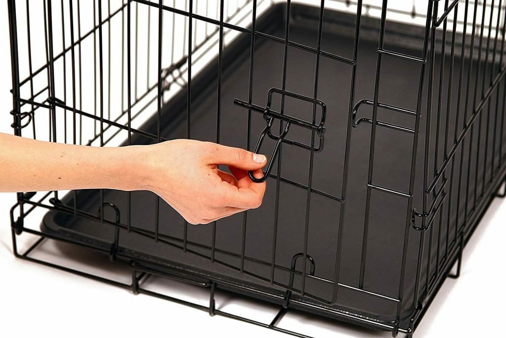 Cardys Small Dog Crate Dog Cage Puppy Crate Pet Cage with 2 Doors Easy Clean Removable Plastic Tray Folding Metal Training Crate for Small Dogs 24 inch (Small 24)