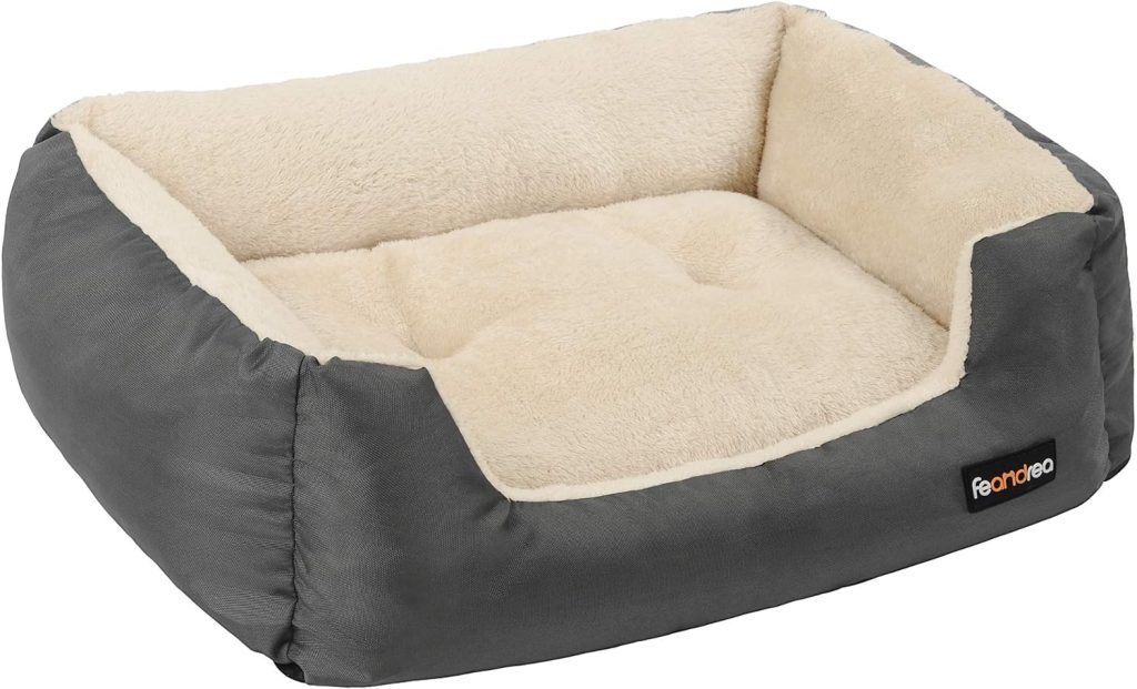 FEANDREA Dog Bed, Reversible Cushion, 70 x 55 x 21 cm, Dark Grey