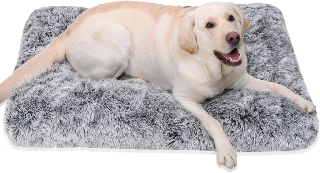 Jaspuriea Medium Dog Bed Washable Dog Crate Mattress Calming Fluffy Anti Anxiety Dog Beds Deluxe Plush Dog Mat with Anti-Slip Bottom,75x50x7cm