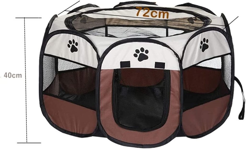 Dotala PET Portable Foldable Pet Dog Cat Playpen Crates Kennel/Premium 600D Oxford Cloth,Removable Zipper Top, Indoor and Outdoor Use (Brown)