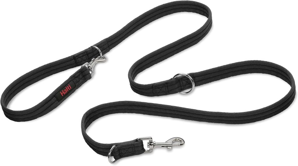 HALTI Training Lead Size Large Black, 2m, Professional Dog Lead to Stop Pulling on the Lead, Perfect for Puppy Walks, Easy to Use Double-Ended Dog Leash, Lightweight Soft  Durable