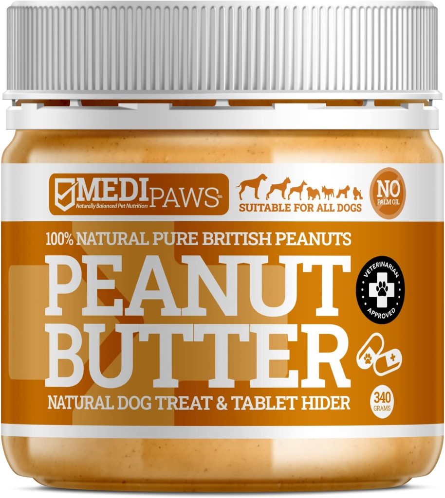 MediPaws Natural Peanut Butter For Dogs Food  Treat - Perfect For Dog Licking Matt  Medication Hiding