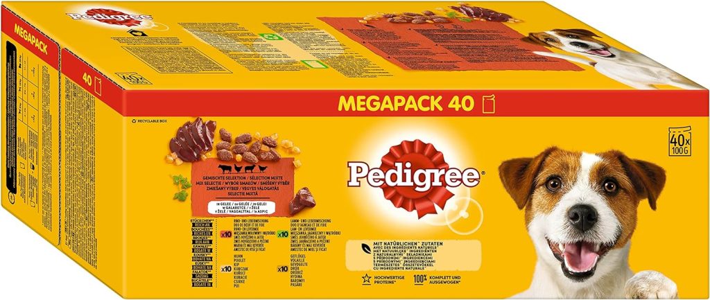 Pedigree Mixed Selection in Jelly 40 Pouches, Adult Wet Dog Food, Megapack (40 x 100 g)