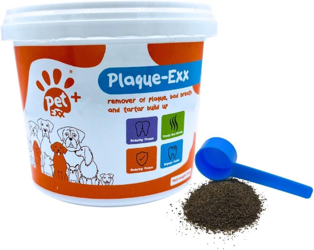 PlaqueExx dental care seaweed powder solution for cats and dogs - take plaque off your pets teeth PLUS no more bad breath - freshen up with plaque removal  added mint (200g)