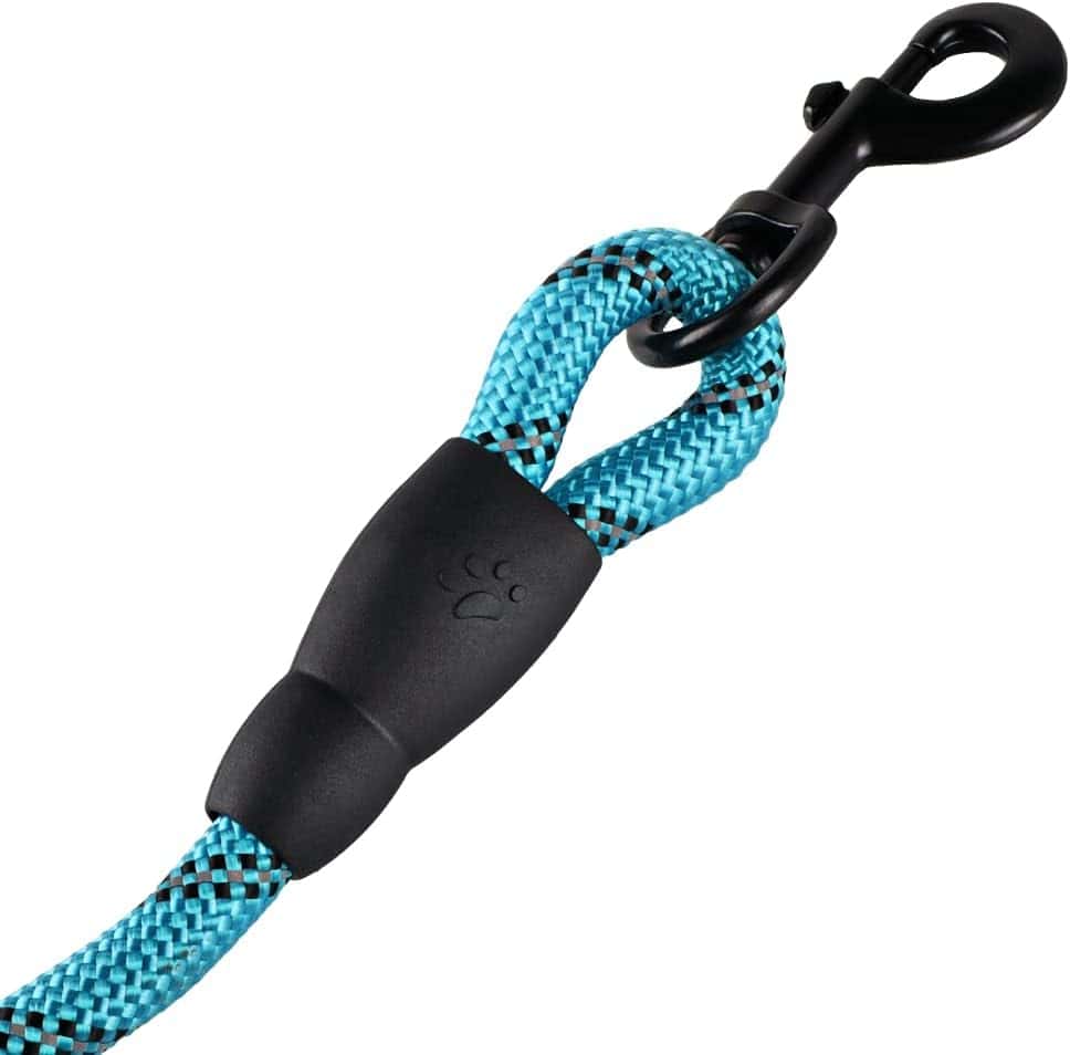 Rope Dog Lead Strong Handles Dog Leash with Handles and Highly Reflective Threads for Small Medium and Large Dogs (Black 1.5m)