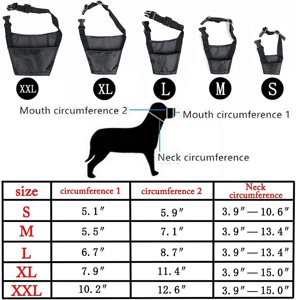 ewinever Dog Muzzles To Prevent Biting 5 PCS Different Sizes for Small, Medium And Large Breathable Dog Muzzle with Adjustable Strap