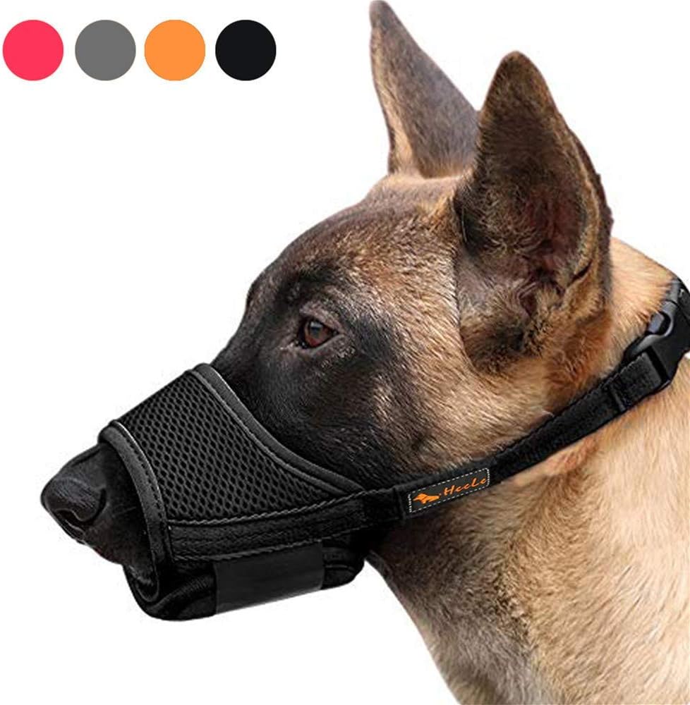 HEELE Dog Muzzle Breathable Mesh and Durable Nylon Dog Muzzle with Adjustable Loop and Soft Pad Dog Training Muzzle Prevent for Barking Biting and Chewing (Black, S)