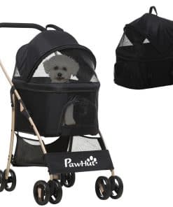 3 In 1 Detachable Pet Stroller, for Extra Small and Small Dogs - Black