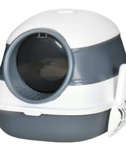 Foldable Cat Litter Tray with Lid, Deodorant, Scoop, White