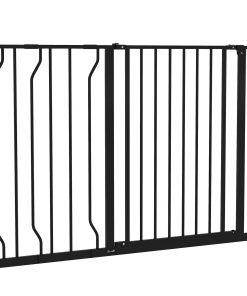 Wide Dog Safety Gate, with Door Pressure, for Doorways, Hallways, Staircases - Black