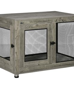 2-in-1 Dog Cage & Side Table, with Two Doors, Cushion, for Large Dogs