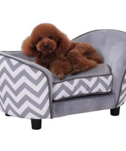 Dog Sofa Pet Couch for XS Dogs w/ Removable Sponge Padded Cushion - Grey