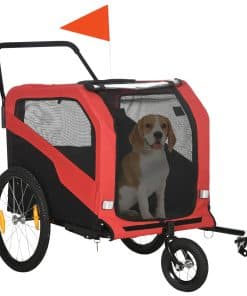 2 in 1 Dog Bike Trailer Pet Stroller for Large Dogs with Hitch, 20" Wheels, Pet Bicycle Cart Trolley Carrier for Travel, Red