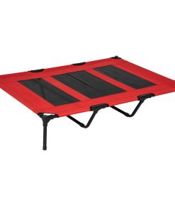 Raised Dog Bed Cooling Elevated Pet Cot with Breathable Mesh for Indoor Outdoor Use Red, XX Large, 122 x 92 x 23cm