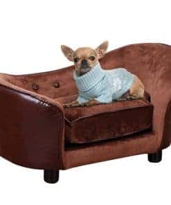 Dog Sofa Chair with Legs, Pet Couch with Soft Cushion for Extra Small Dogs Cats, Brown, 68.5 x 40.5 x 40.5 cm