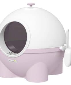 Large Cat Litter Box, with Scoop, Front Entrance, 53 x 51 x 48cm - Pink
