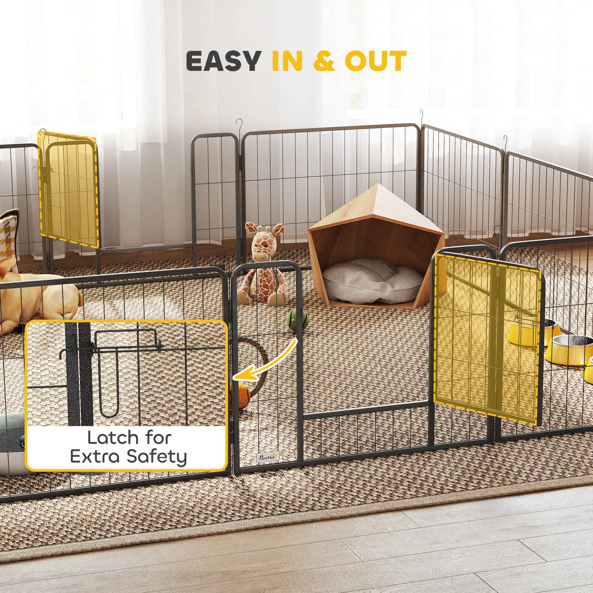 12 Panels Heavy Duty Puppy Playpen, for Small Dogs, Indoor and Outdoor Use - Silver - Image 5
