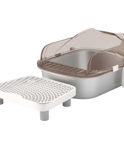 Stainless Steel Litter Box with Lid, High Wall Sided Enclosure, Pedal, Scoop, Non-Sticky, Anti-Leakage, Easy Cleaning