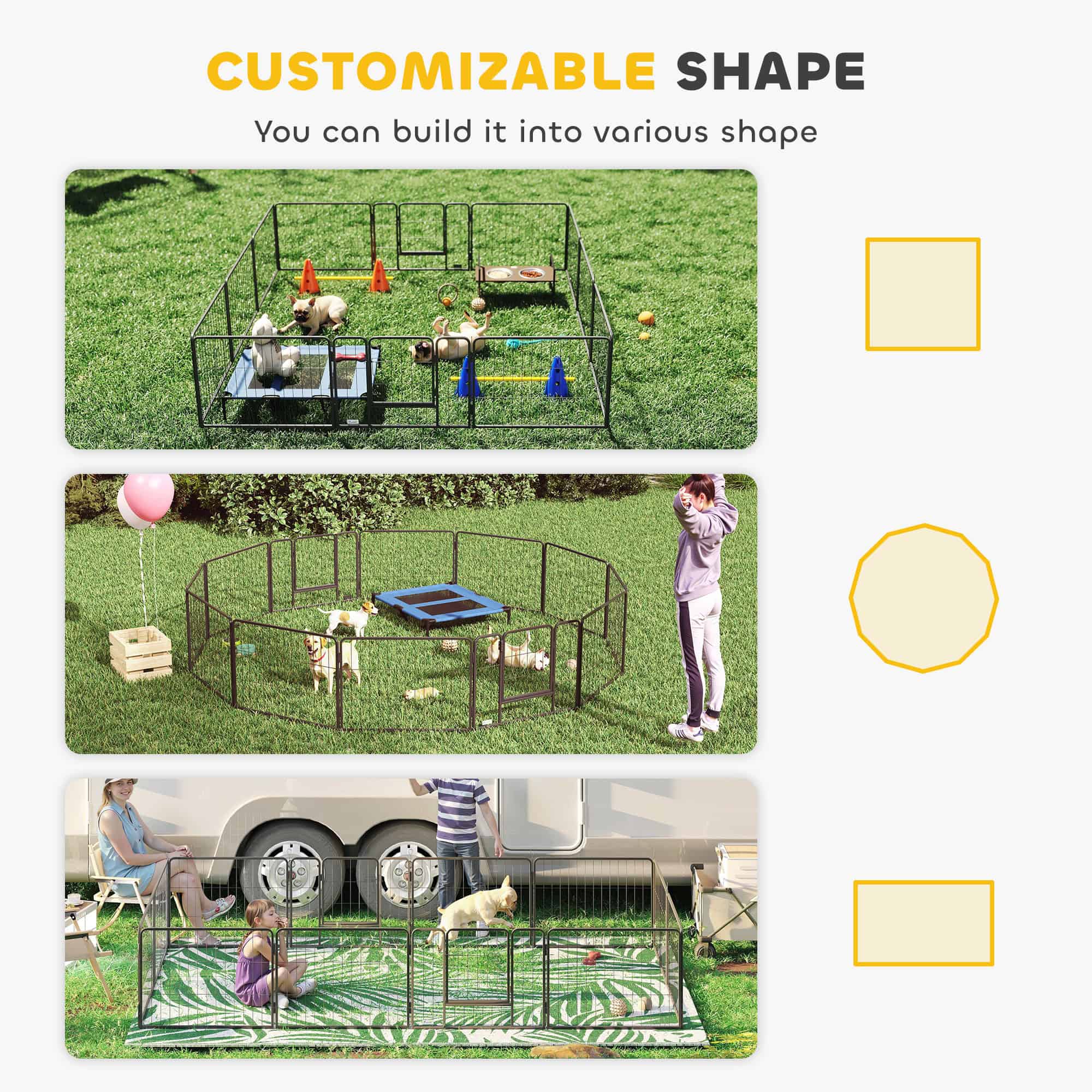 12 Panels Heavy Duty Puppy Playpen, for Small Dogs, Indoor and Outdoor Use - Silver - Image 4