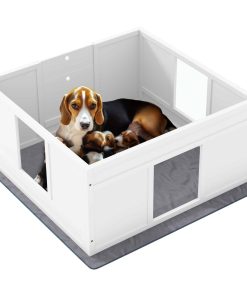 Whelping Box for Dogs with Whelping Pad, Adjustable Entrance, Non-slip Foot Pads, for Medium Dogs, 100 x 96cm