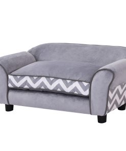 Dog Sofa Bed for XS-Sized Dogs, Cat Sofa with Soft Cushion, Pet Chair Lounge with Washable Cover, Removable Legs, Wooden Frame - Grey