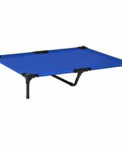 Raised Dog Bed Cat Elevated Lifted Portable Camping w/ Metal Frame Blue (Large)