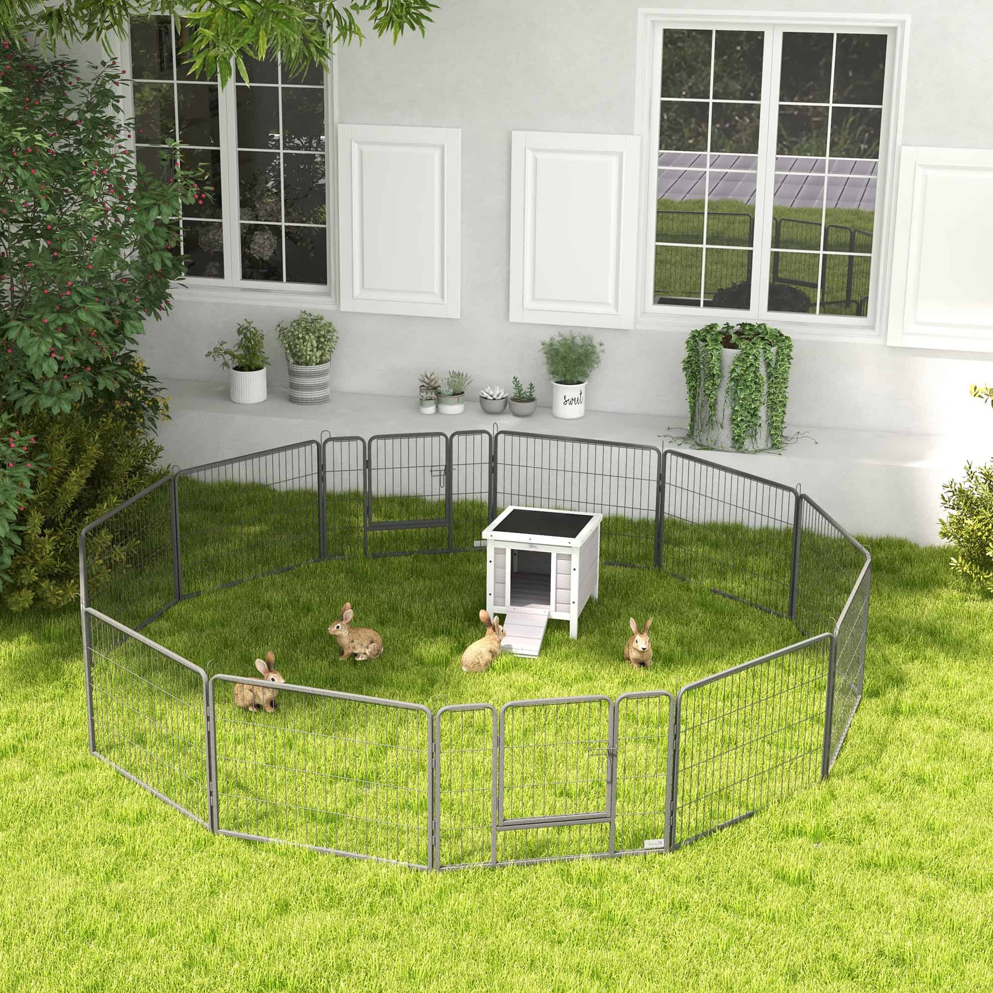 12 Panels Heavy Duty Puppy Playpen, for Small Dogs, Indoor and Outdoor Use - Silver - Image 8
