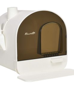 Hooded Cat Litter Box, Kitten Litter Tray, with Lid, Scoop, Filter, Flap Door
