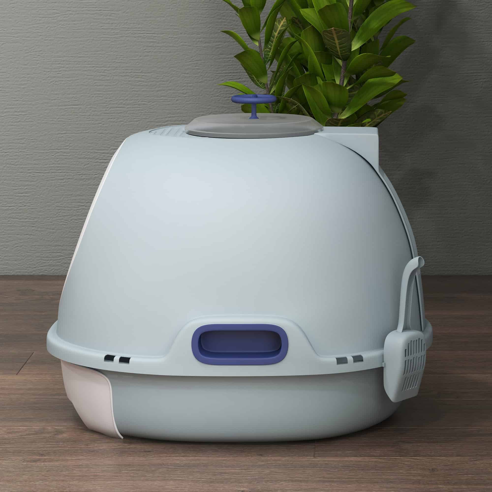 Cat Litter Box Toilet with Litter Scoop Enclosed Drawer, Front Entry Top Exit, Easy To Clean Blue - Image 8
