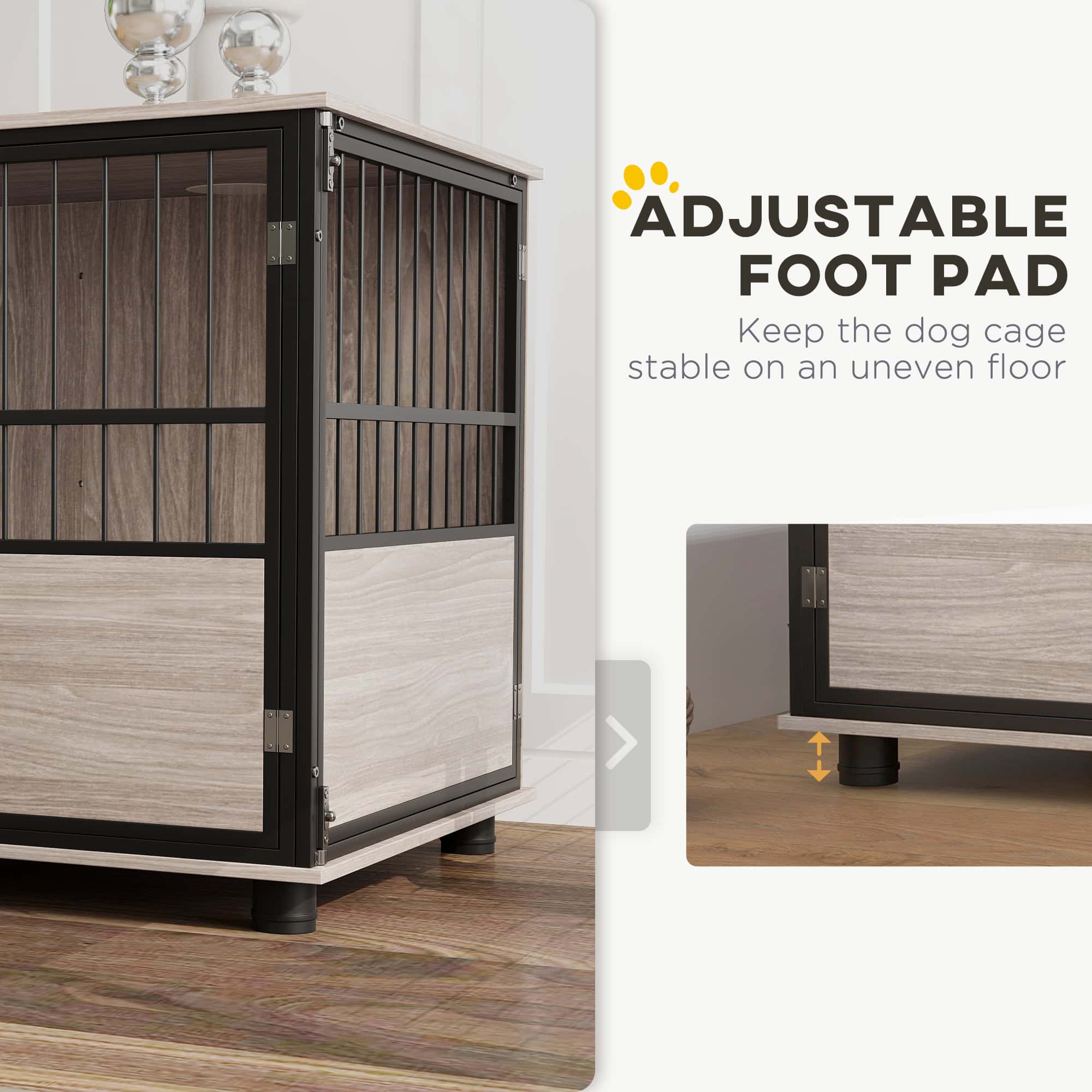 100cm Furniture Style Dog Crate Dog Cage End Table Indoor with 3 Doors Soft Washable Cushion, for Large Sized Dogs - Image 9