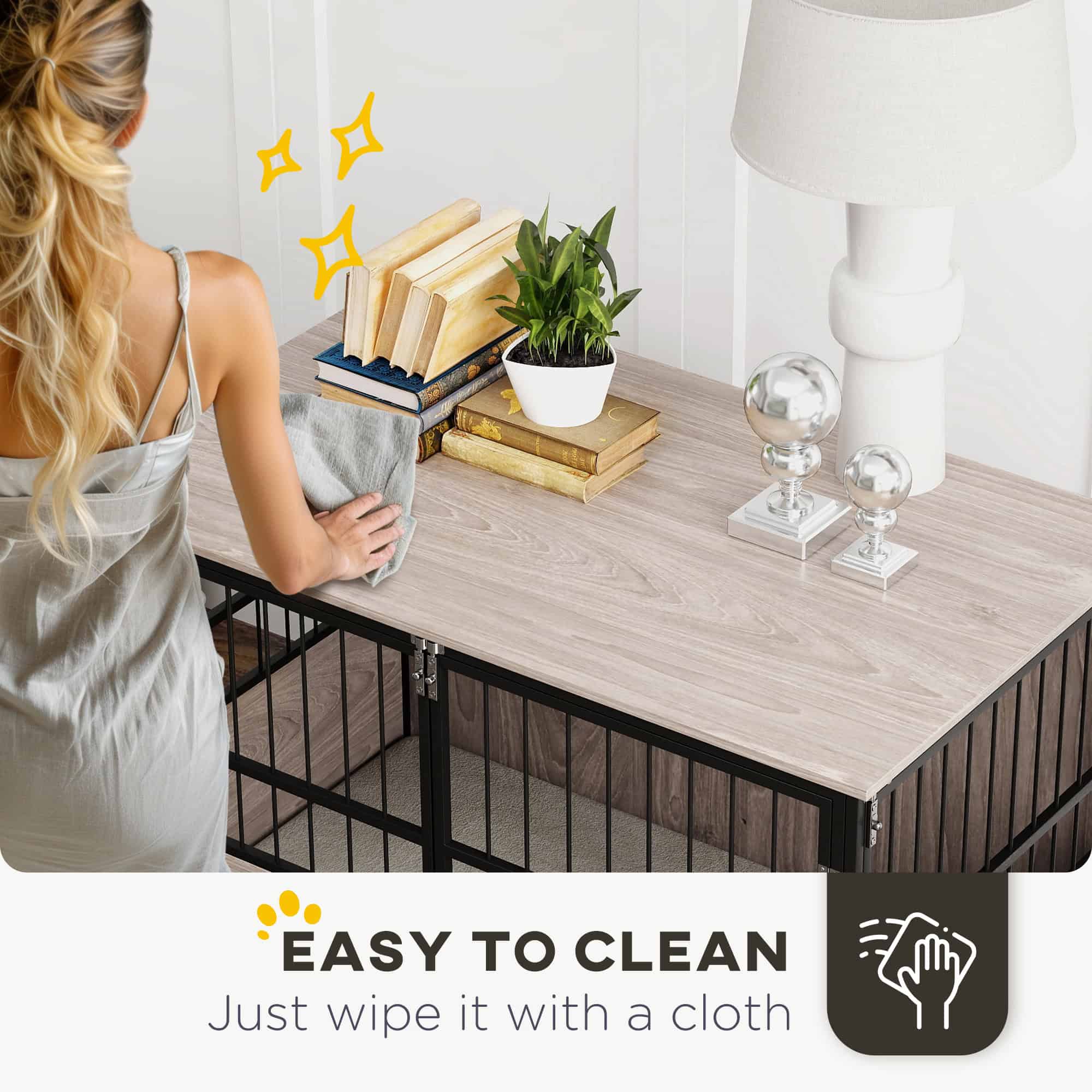 100cm Furniture Style Dog Crate Dog Cage End Table Indoor with 3 Doors Soft Washable Cushion, for Large Sized Dogs - Image 7