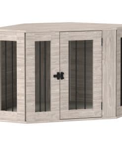 2 in 1 Dog Crate Furniture Side Table, with Cushion, 104 x 55 x 63cm - Walnut Brown