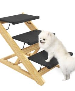 Adjustable Dog Steps Dog Ramp, 3-Step Non-slip Pet Stairs for Medium Sized Dogs, Foldable Dog Stairs for Bed Sofa
