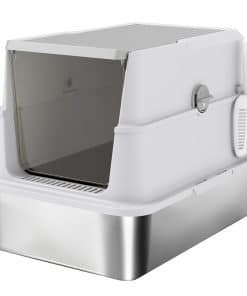 Extra Large Stainless Steel, Cat Litter Tray with Scoop, Flip Top