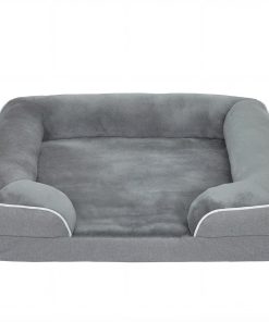 Dog Sofa Bed, Washable Pet Bed with Removable Cover and Non-Slip Bottom for Cats and Small Dogs, Grey