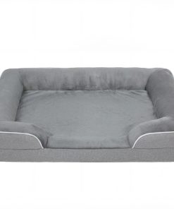 Dog Sofa Bed, Washable Pet Bed with Removable Cover and Non-Slip Bottom for Cats, Small and Medium Dogs, Grey