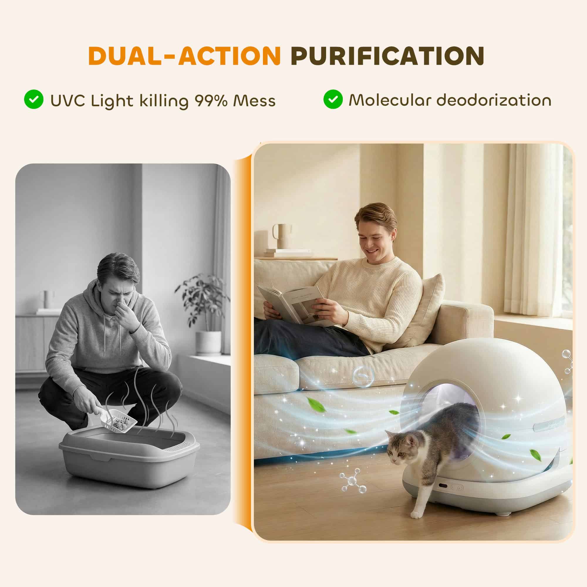 72L Self Cleaning Cat Litter Tray Automatic Cat Litter Box APP Control for Multiple Cats - Image 5